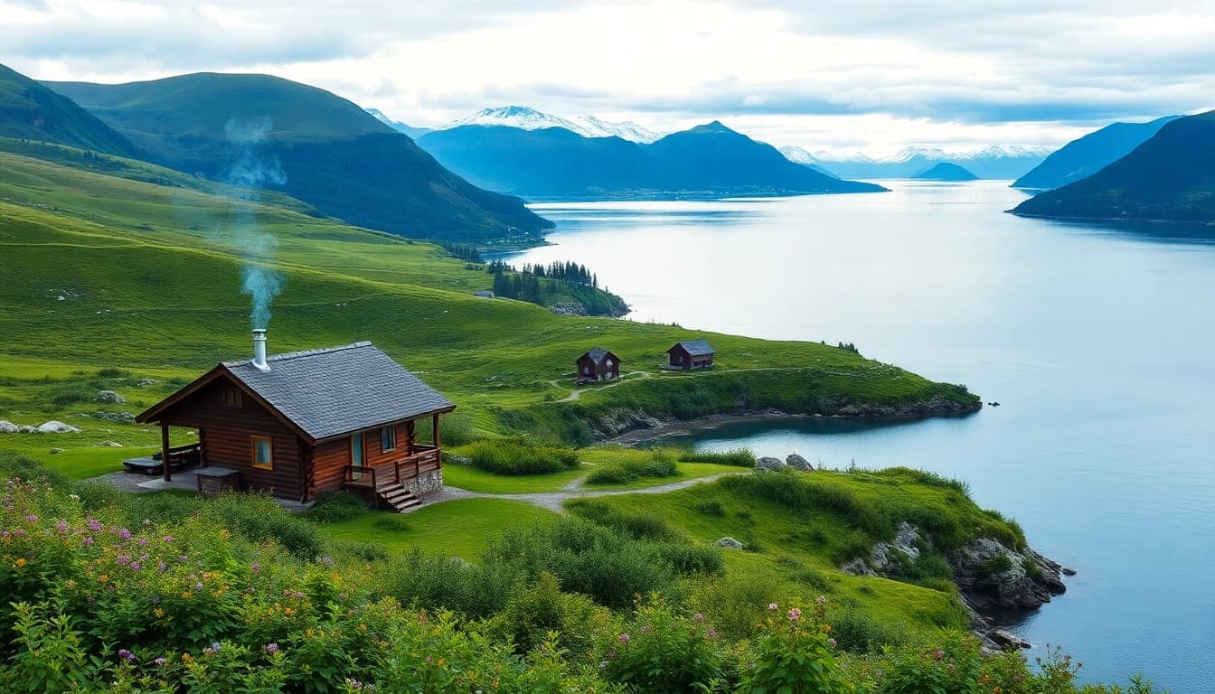 Skandinavien-Reisetipps mit atemberaubender Landschaft aus üppiger Vegetation und ruhigen Gewässern