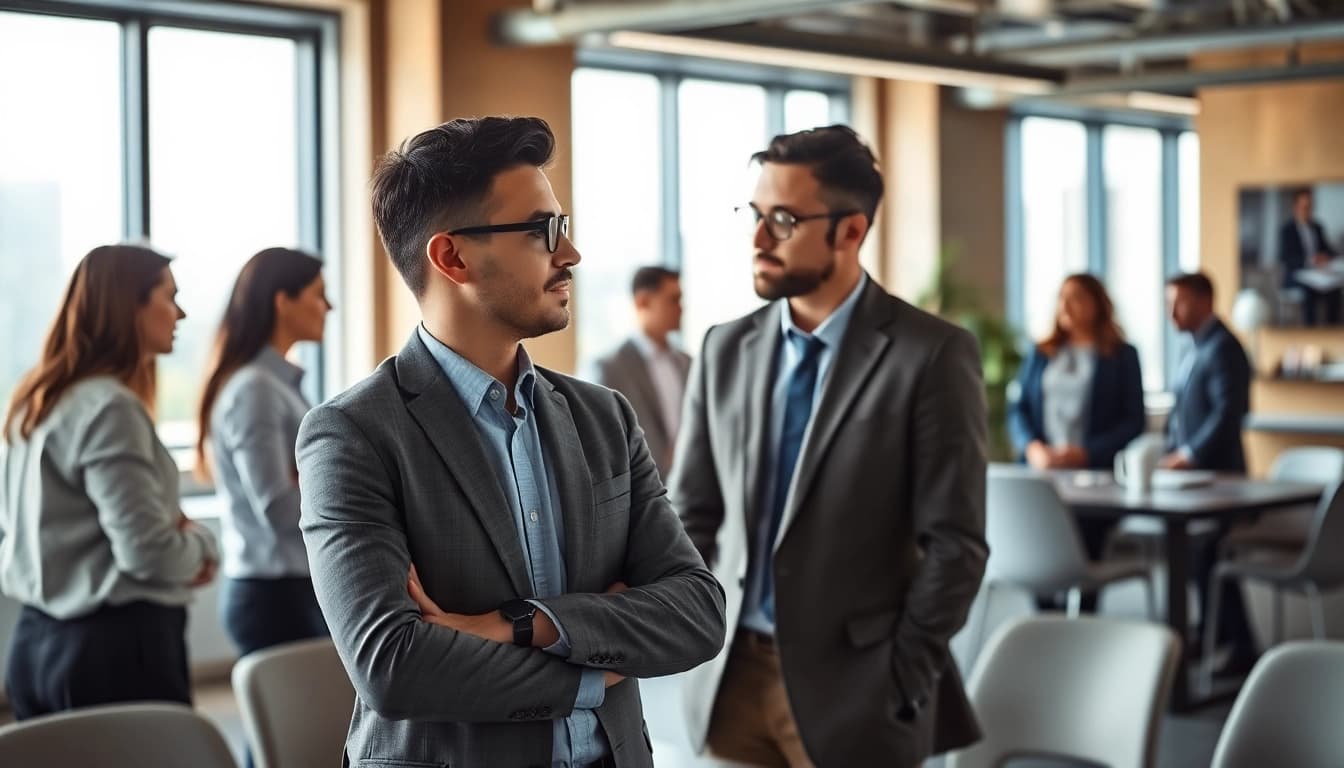 Headhunter Ingenieure supervises a diverse team in a modern office environment.