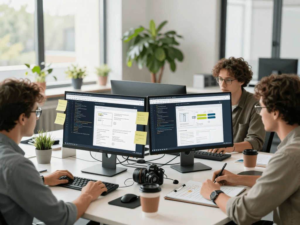 Creating barrierefreie und rechtssichere Webseiten Dienstleistung in a collaborative office space.