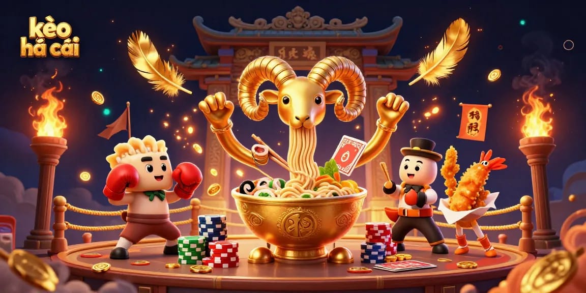 Engage with kèo nhà cái in this vibrant 3D scene featuring cartoon characters and casino elements.