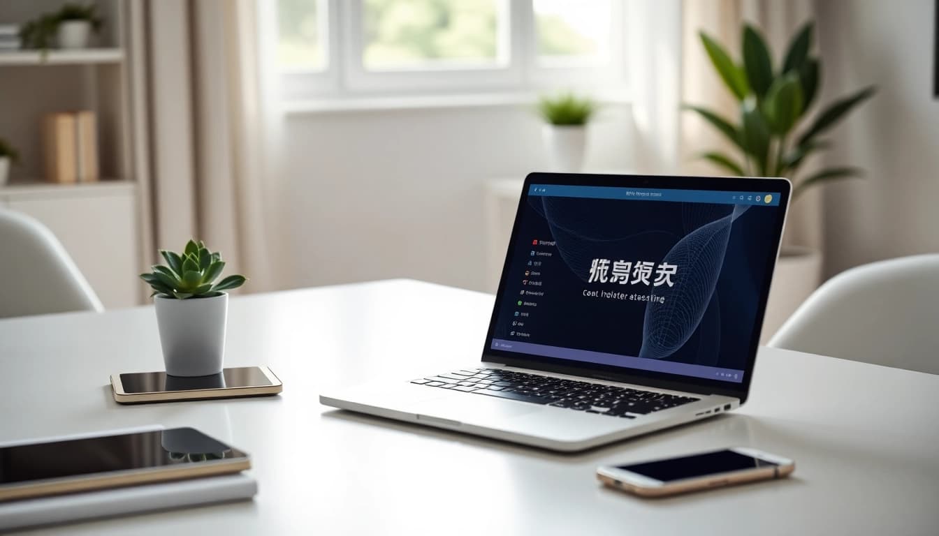 快连官网 展示一个现代化工作区,展示高科技设备,突出安全性与可靠性。