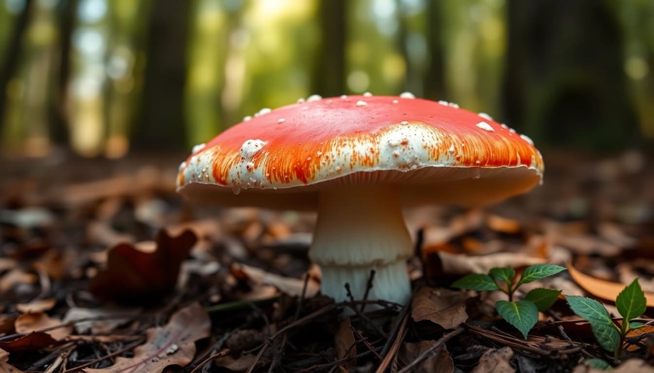Fliegenpilz kaufen - Leuchtend rote Fliegenpilze im natürlichen Wald.