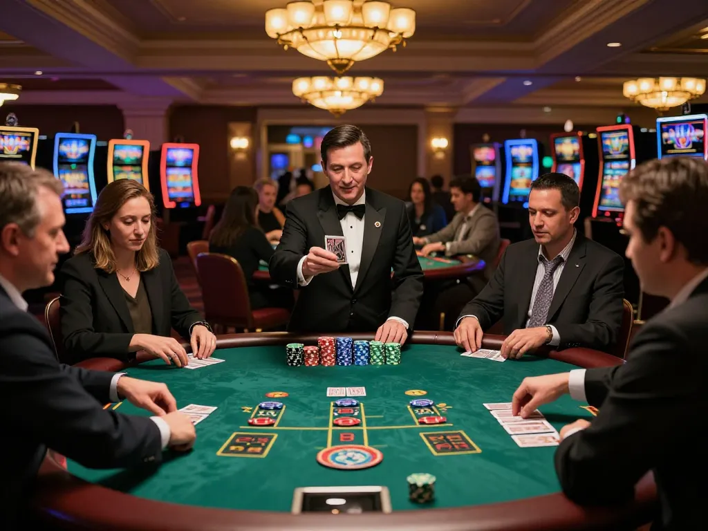 Players enjoy strategic blackjack action at MB66 casino with vibrant atmosphere and engaging gameplay.