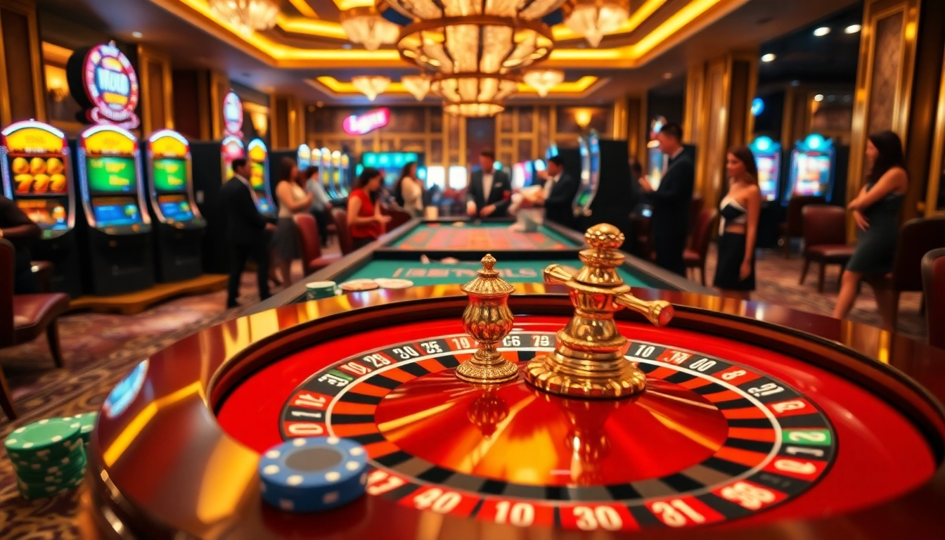 TT88 casino scene showcasing exciting gameplay at roulette with vibrant colors and enthusiastic players.