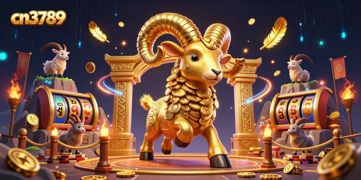 Experience thrilling action at cn3789 with a golden ram charging in a dynamic casino scene filled with vibrant game elements.