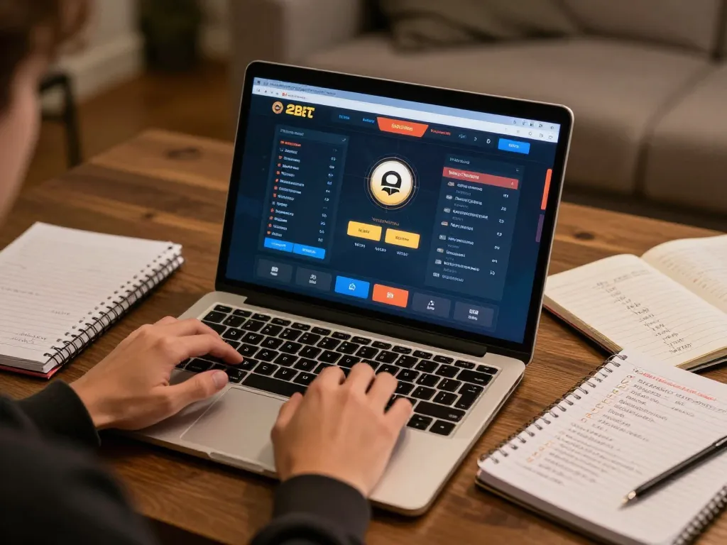 E2BET game interface displayed on a laptop, highlighting online betting excitement in a cozy setting.