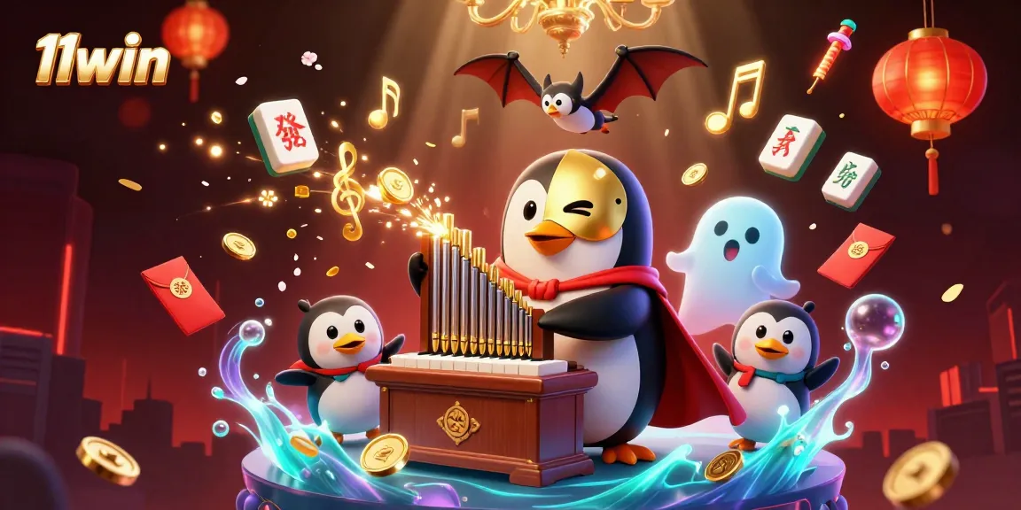 Experience the thrill of 11win as the phantom penguin plays while golden coins rain down.