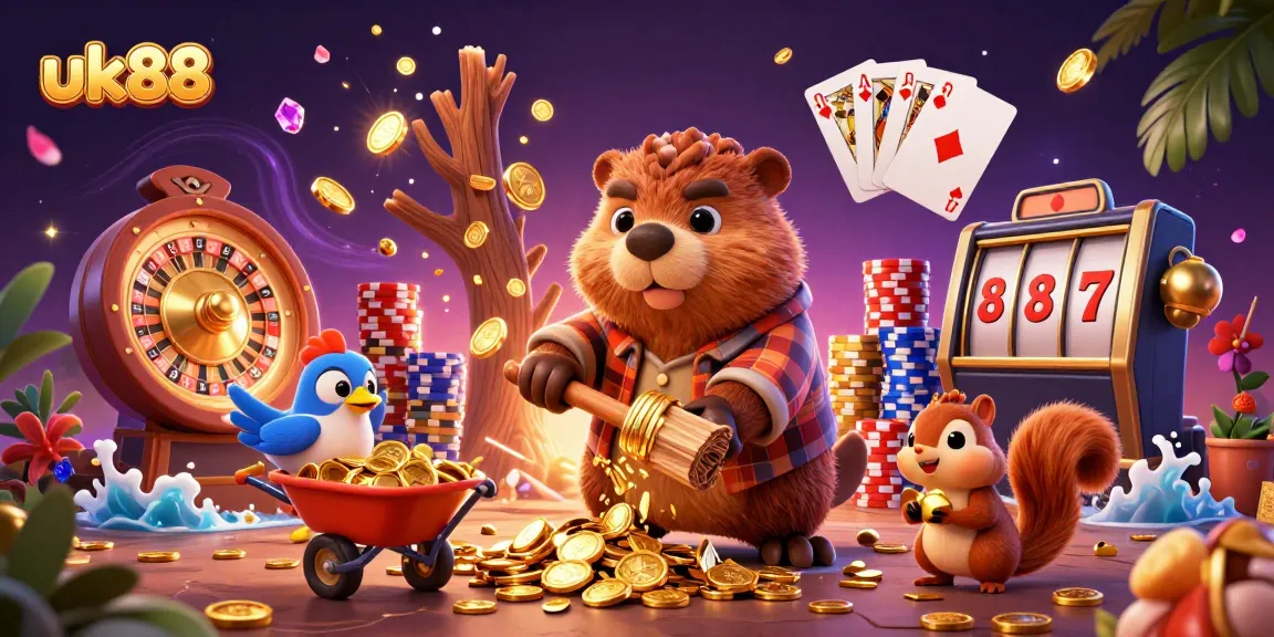 Experience the excitement of uk88 with vibrant casino characters and dynamic game elements in this lively scene.