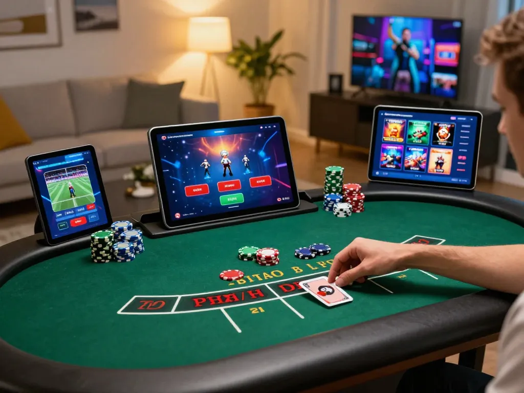 Engaging online gaming experience on a tablet showcasing tr88 net live dealer blackjack excitement.