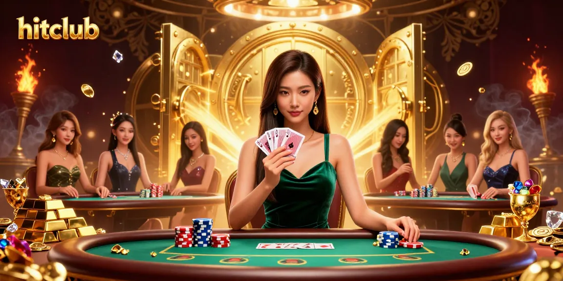 Engage in thrilling card games at hitclub with a stunning casino scene showcasing glamorous style.