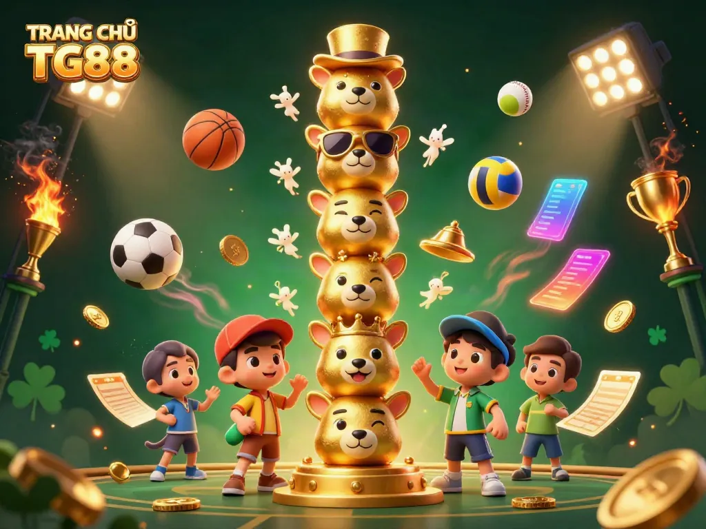 Engage in gaming action with TRANG CHỦ TG88 featuring a vibrant 3D casino scene.