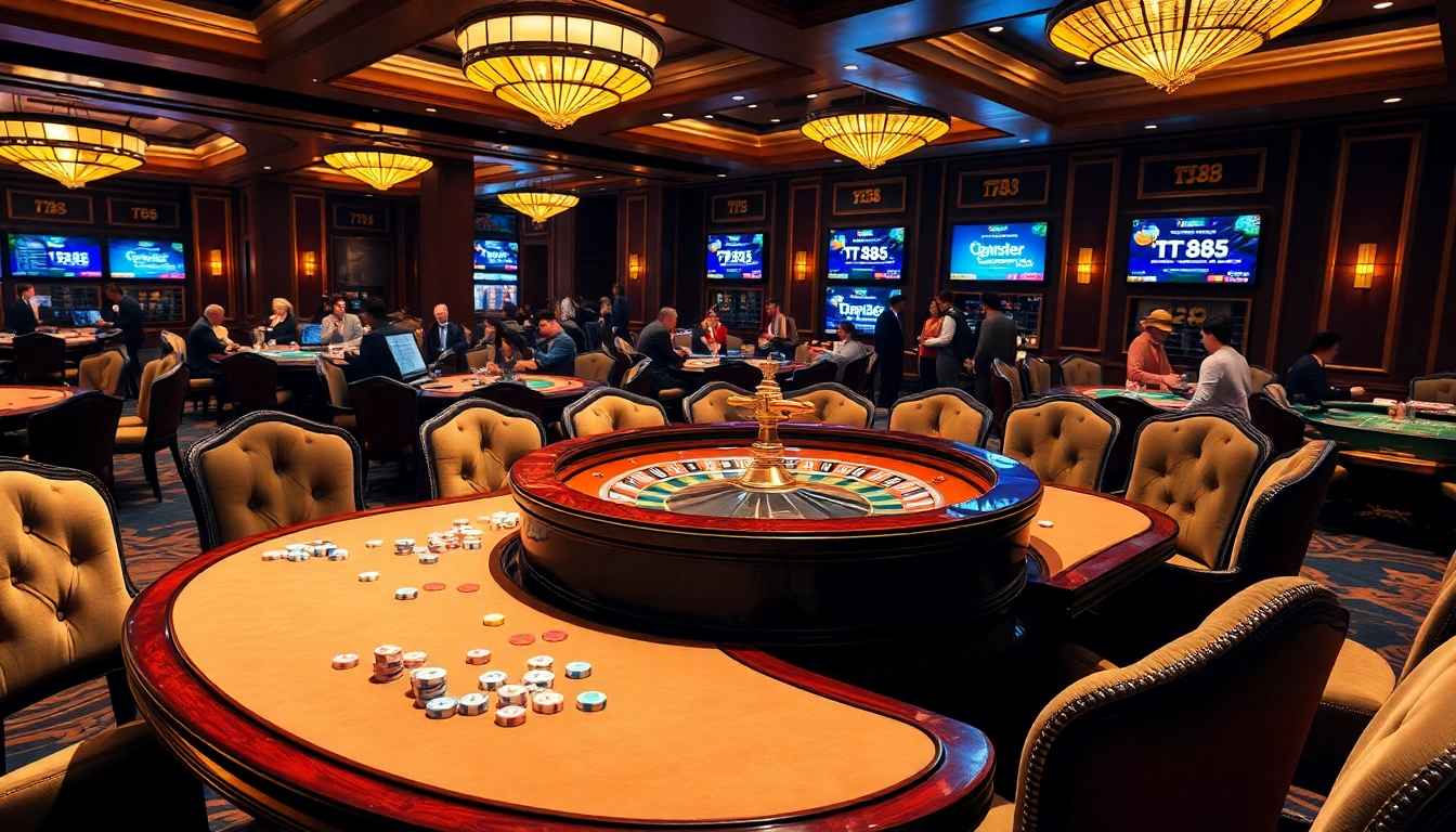 Experience a winning moment at TT88 casino with vibrant poker chips and roulette.