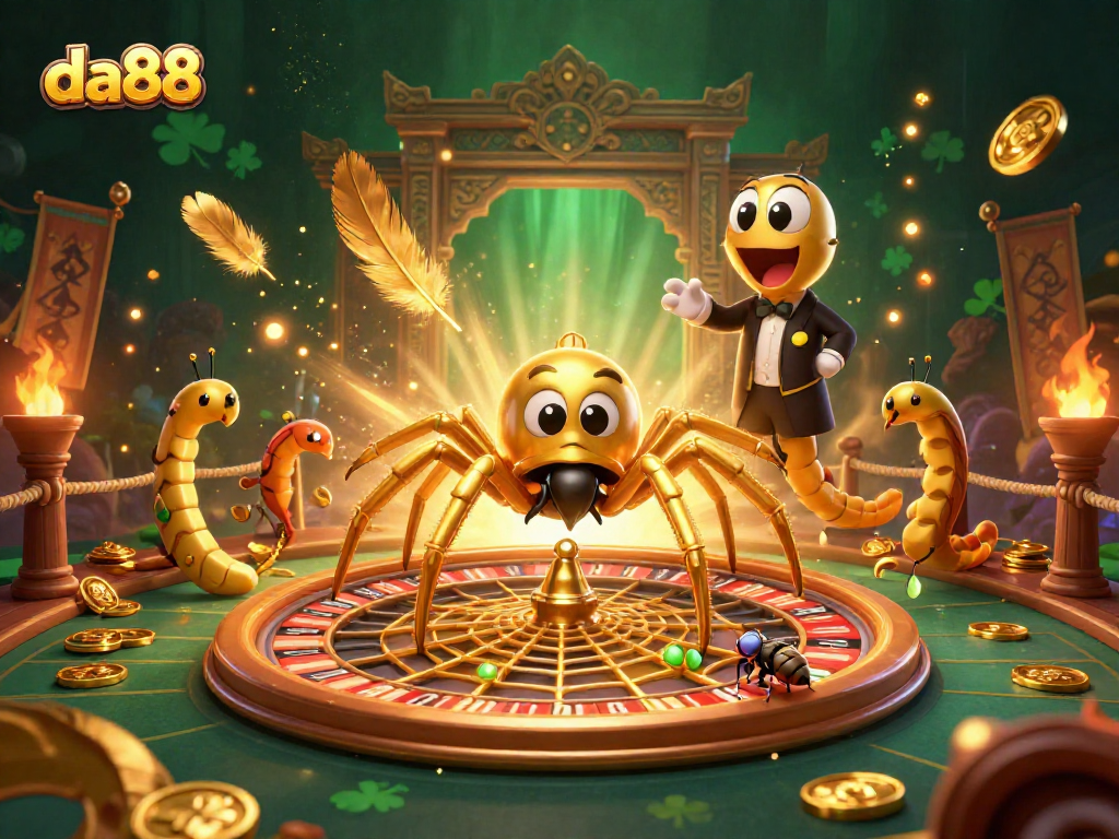 Experience thrilling bets at da88 with a 3D roulette wheel and vibrant casino atmosphere.