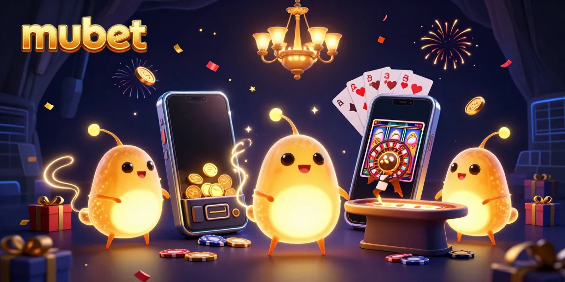Experience fun and excitement at mubet with a vibrant casino scene featuring colorful games and lively characters.