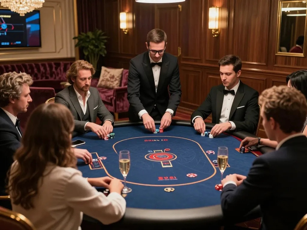F168 VIP gamers enjoying premium poker with elegance and strategic gameplay in upscale setting