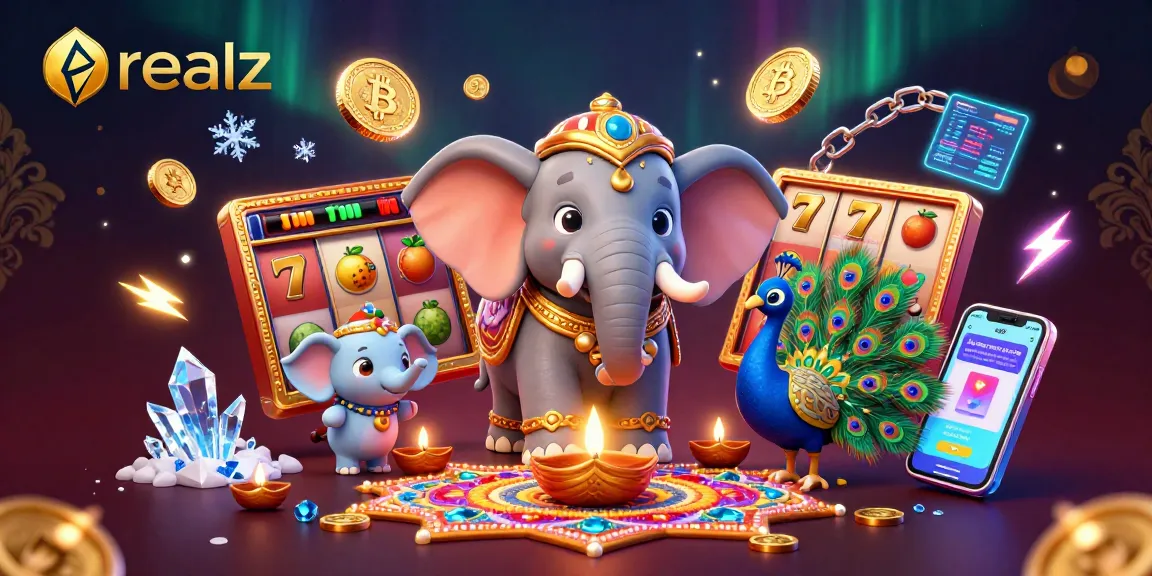 Experience the excitement at realz casino with colorful slot reels and dazzling characters.