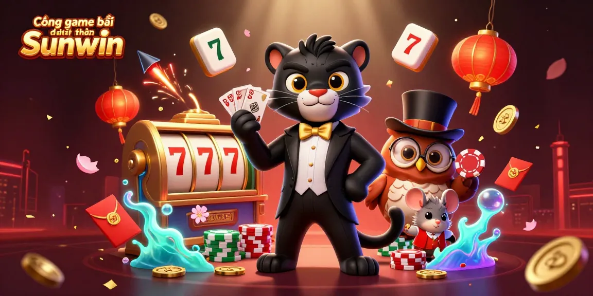 Experience thrilling action at Cổng game bài đổi thưởng Sunwin with vibrant 3D casino characters and dynamic elements.