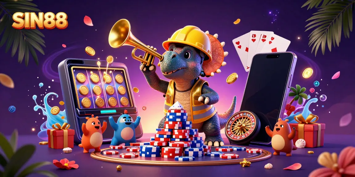 Experience thrilling gameplay at SIN88 with vibrant casino elements in an engaging 3D scene.