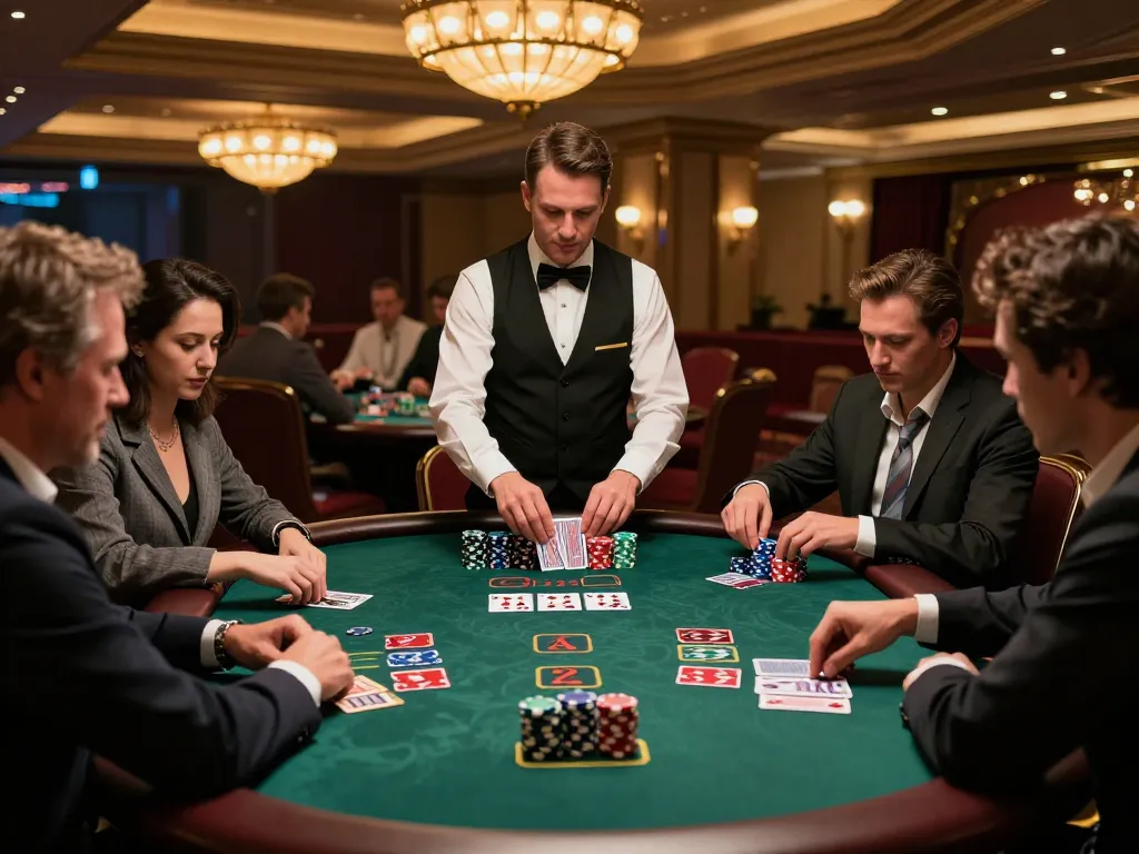 Engaging live blackjack game at 58Win casino showcasing intense strategic player interactions.