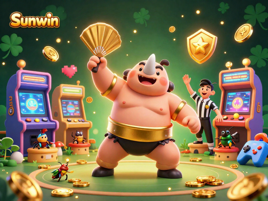Experience thrilling gameplay at Sunwin as the beetle champ sends coins flying in a vibrant casino scene.