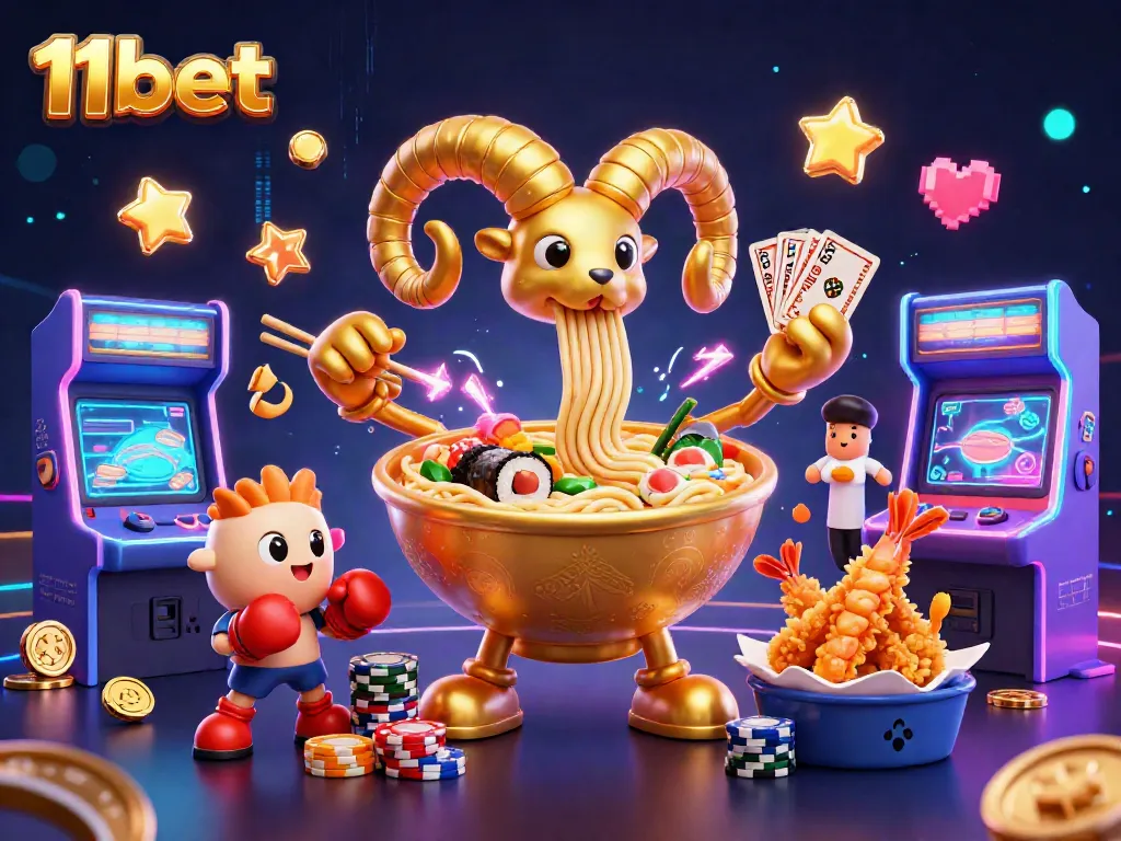 Experience the excitement of 11bet with vibrant characters in a casino-themed illustration.