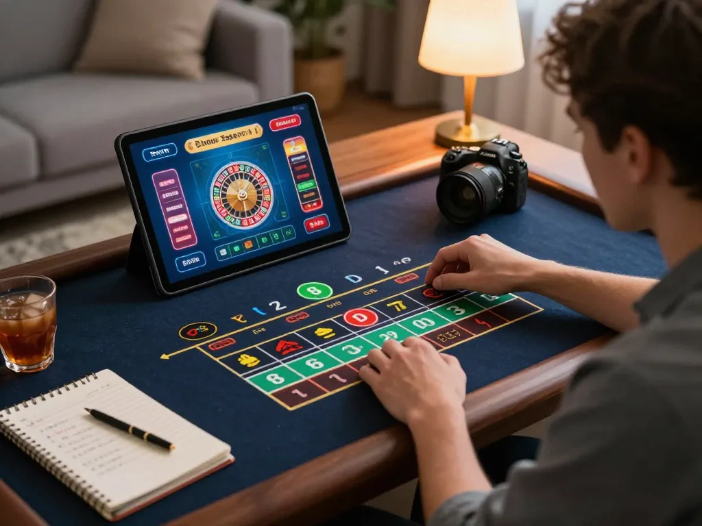 Engaging in online roulette game at alo8 com with strategic betting and cozy home atmosphere.