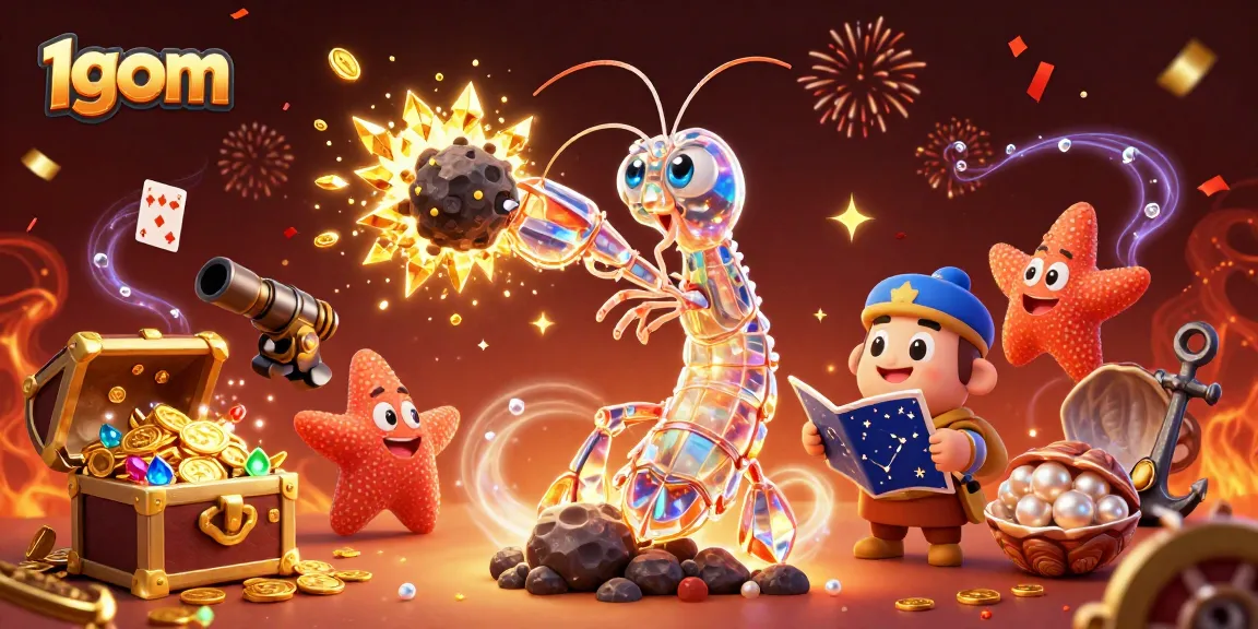 Engage in thrilling betting excitement with 1gom, showcasing explosive actions amid colorful gems and cards.