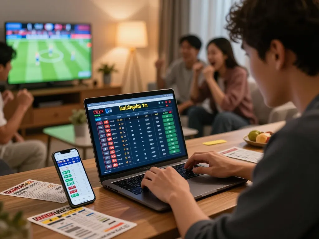 Engaging in strategic sports betting while watching ไฮไลท์ฟุตบอล 7m live highlights on TV.