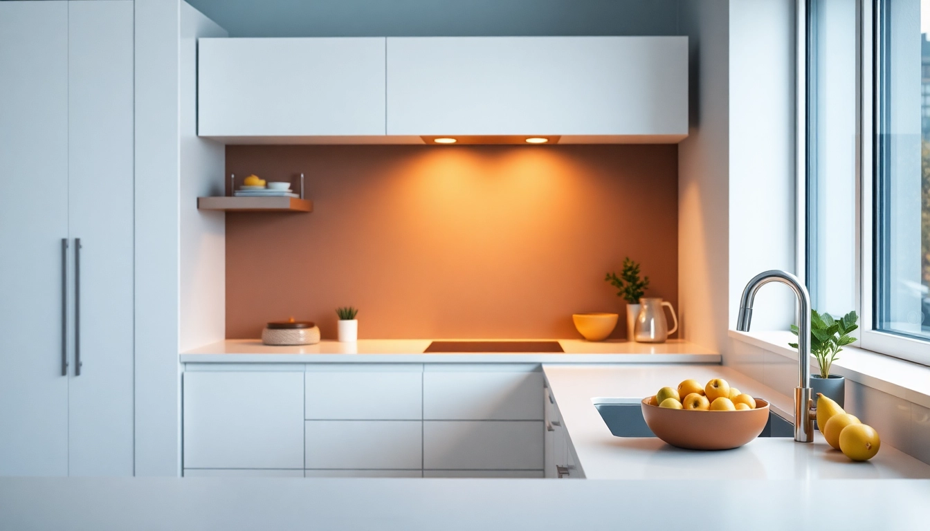 Efficiently using a staubsauger to clean a modern kitchen, showcasing its powerful suction and design.
