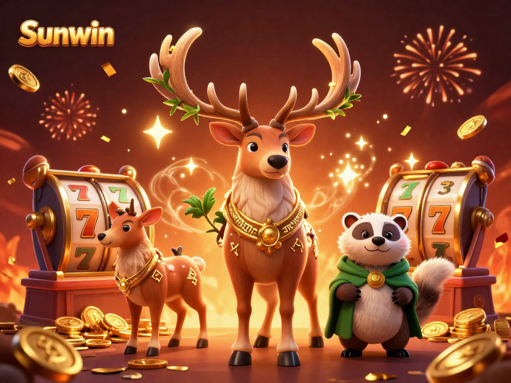 Spin the reels with Sunwin's enchanting casino atmosphere featuring 3D characters and vibrant elements.