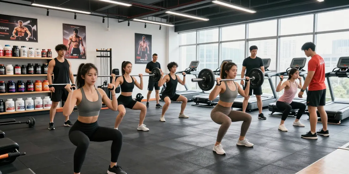 Aktive Fitness-Enthusiasten im Astera Shop mit Astera Labs Produkten für Muskelaufbau und Leistungssteigerung.