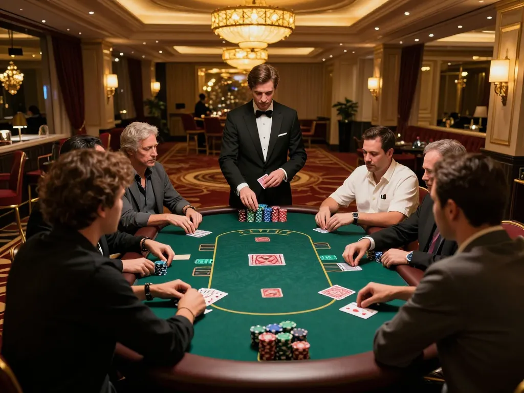 Players engaging in intense poker gameplay at the trang chủ mm88 casino, showcasing skill and strategy.
