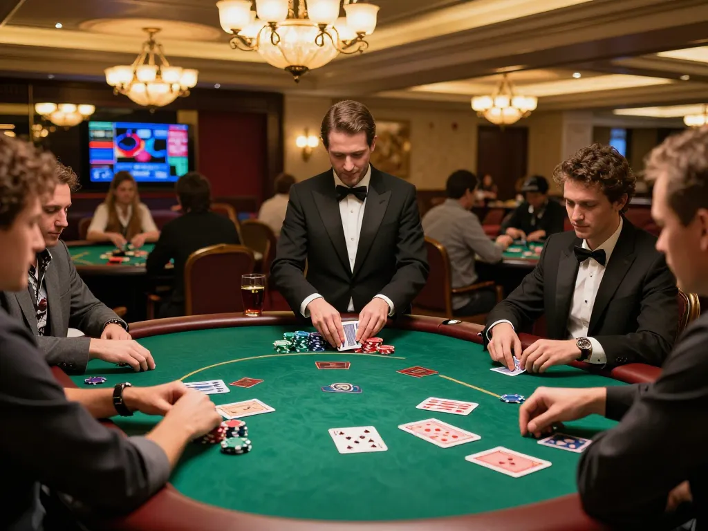 cm88 enthusiasts engage in intense poker gameplay with colorful chips in luxury casino setting