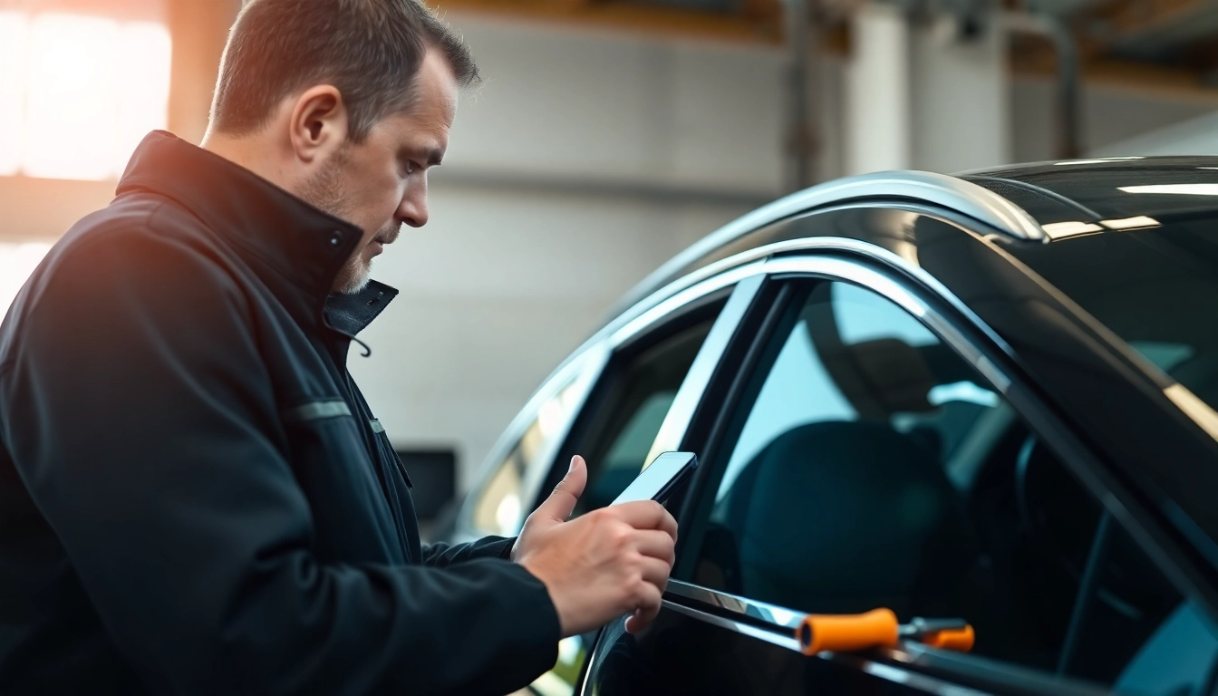 Professional Kfz Gutachter Köln examining a vehicle with detailed tools for precise assessments.
