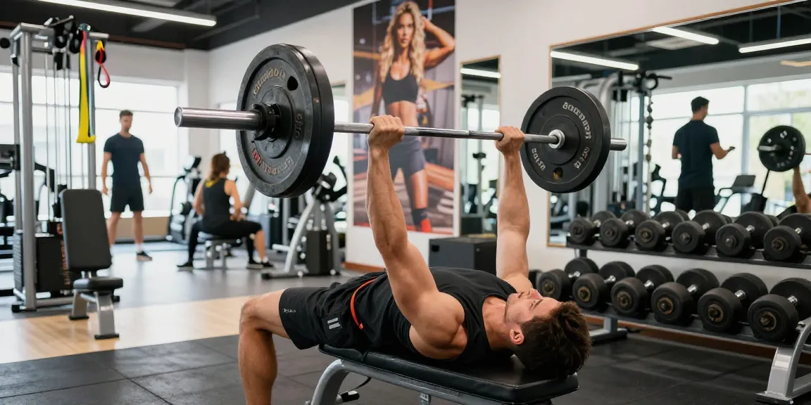 Selliza Shop: Athlet beim Krafttraining in modernem Fitnessstudio mit motivierender Atmosphäre.