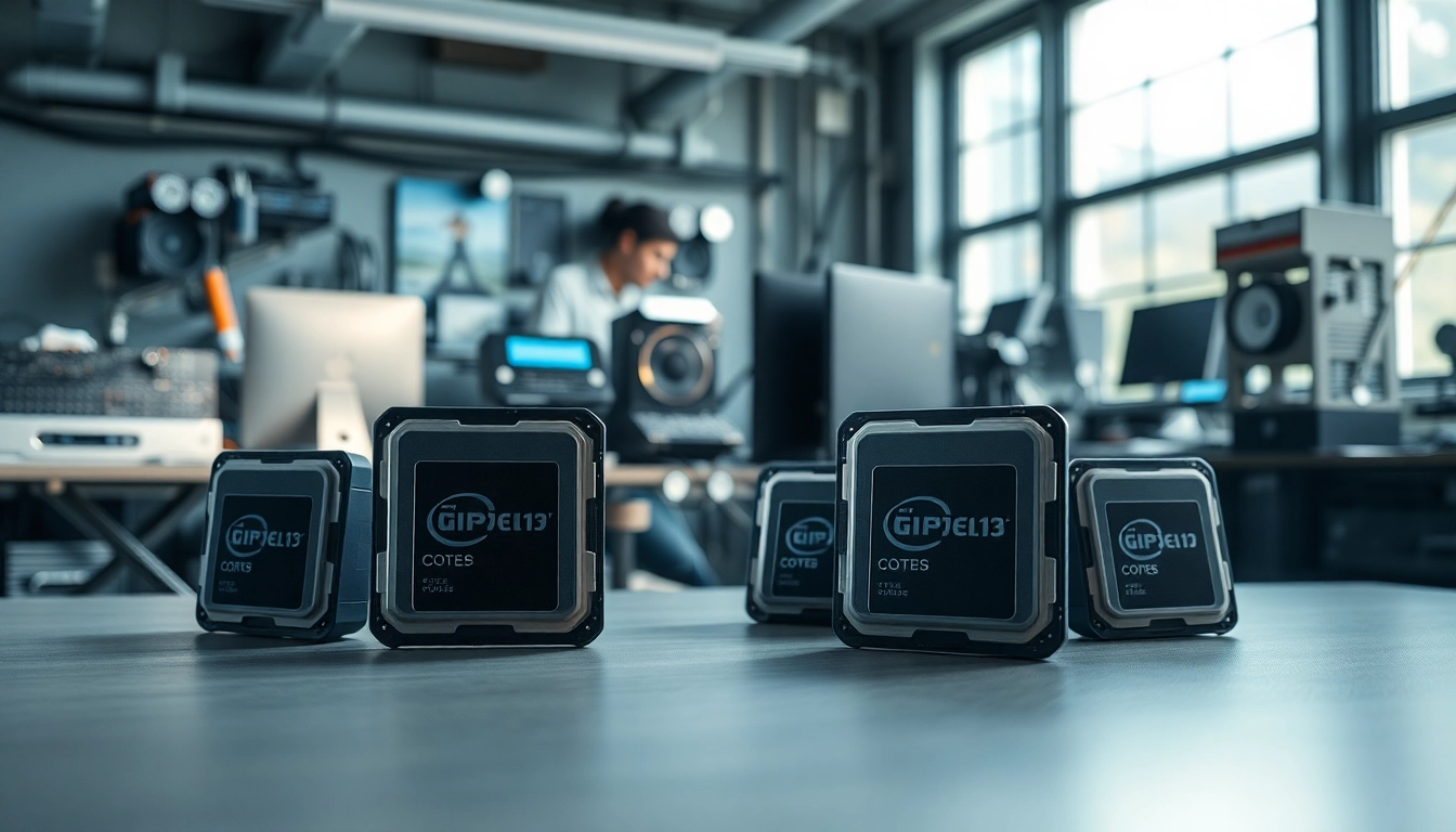 Prozessor Vergleich: Verschiedene CPU-Modelle in modernem Tech-Umfeld präsentieren sich eindrucksvoll.