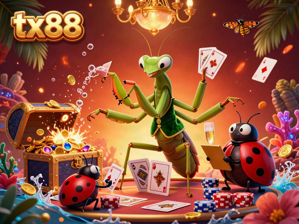 Experience winning moments at tx88 with vibrant 3D casino characters amidst a colorful gambling scene.