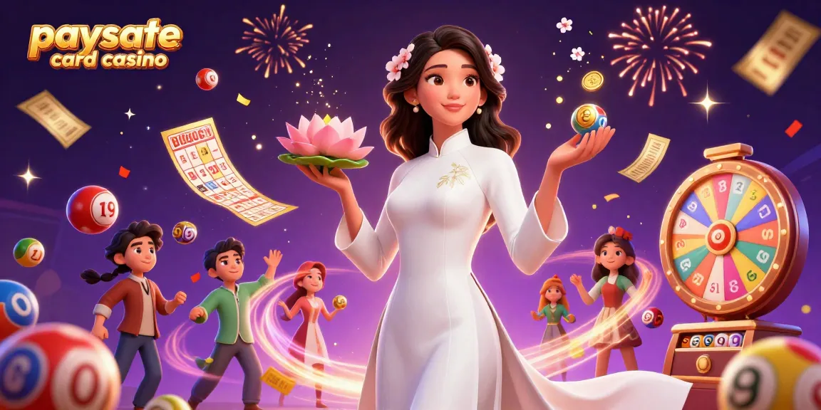 Fesselnde Szene eines Paysafe Card Casinos mit lebhaften Lotterien und einer eleganten Frau.