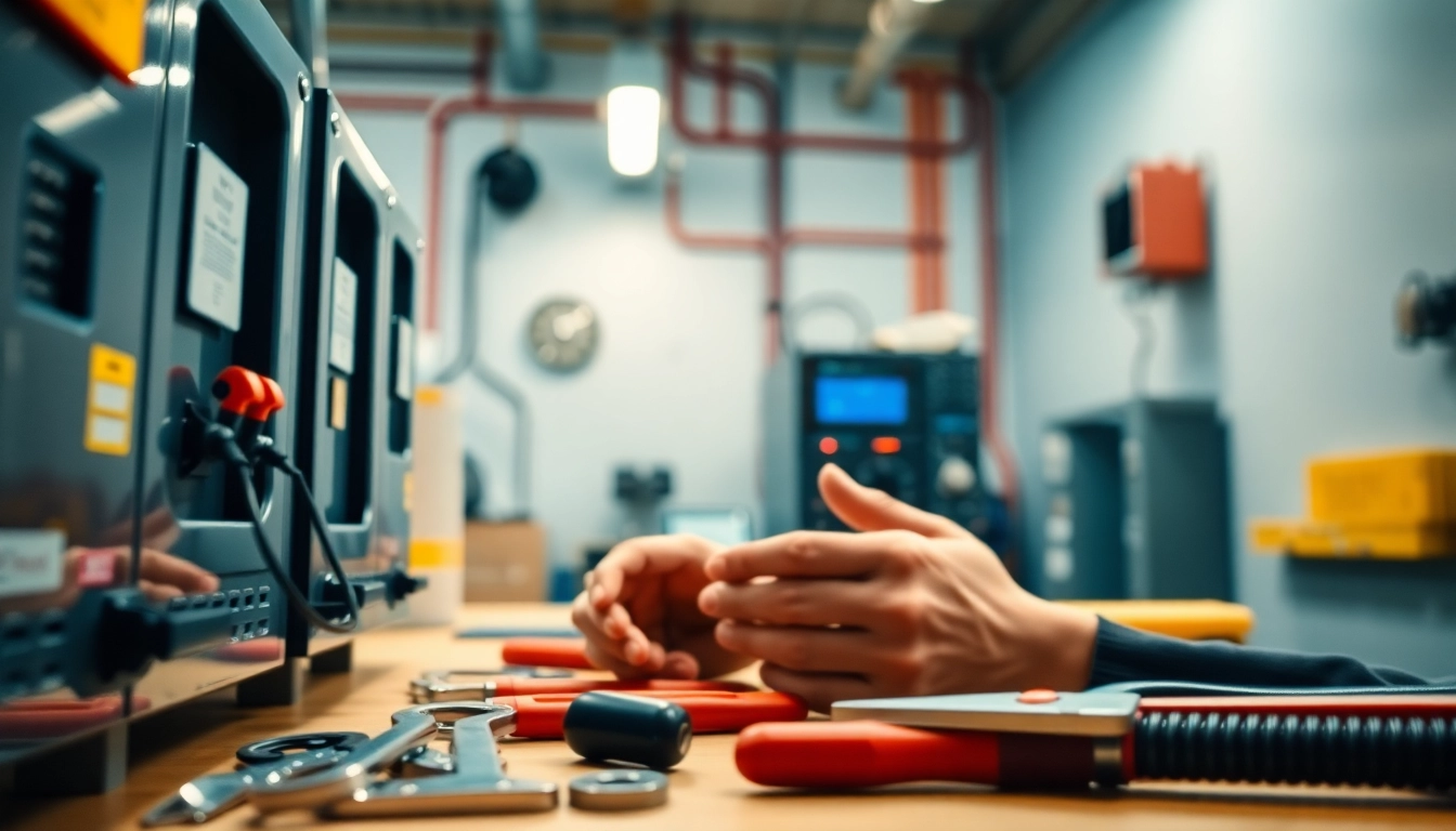 Technician conducting a DGUV V3 Prüfung on electrical equipment in a professional environment.