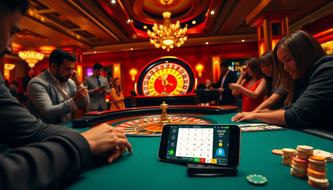 Gambling excitement at https://789winjj.com/ with players enjoying a roulette game in a vibrant casino.