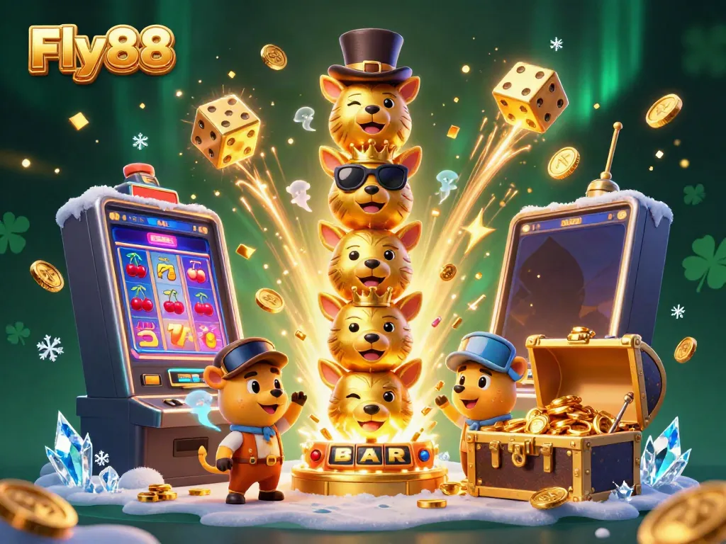 Experience the thrill of Fly88 with a vibrant casino scene featuring a golden totem pole and explosive jackpots.