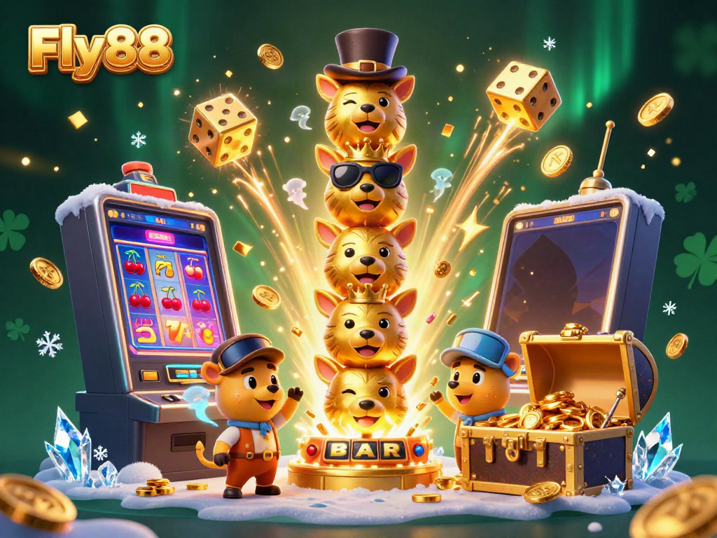 Experience the thrill of Fly88 with a vibrant casino scene featuring a golden totem pole and explosive jackpots.