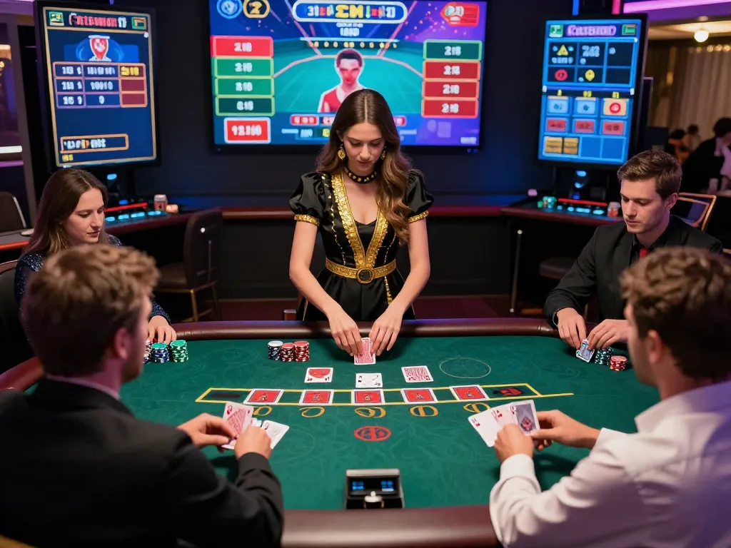 A thrilling live dealer blackjack game at 78winbs showcases players strategizing and betting, creating an engaging casino experience.