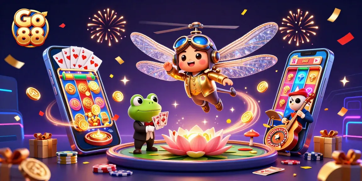Enjoy vibrant games at Go 88 with dynamic scenes of slots and animated characters!