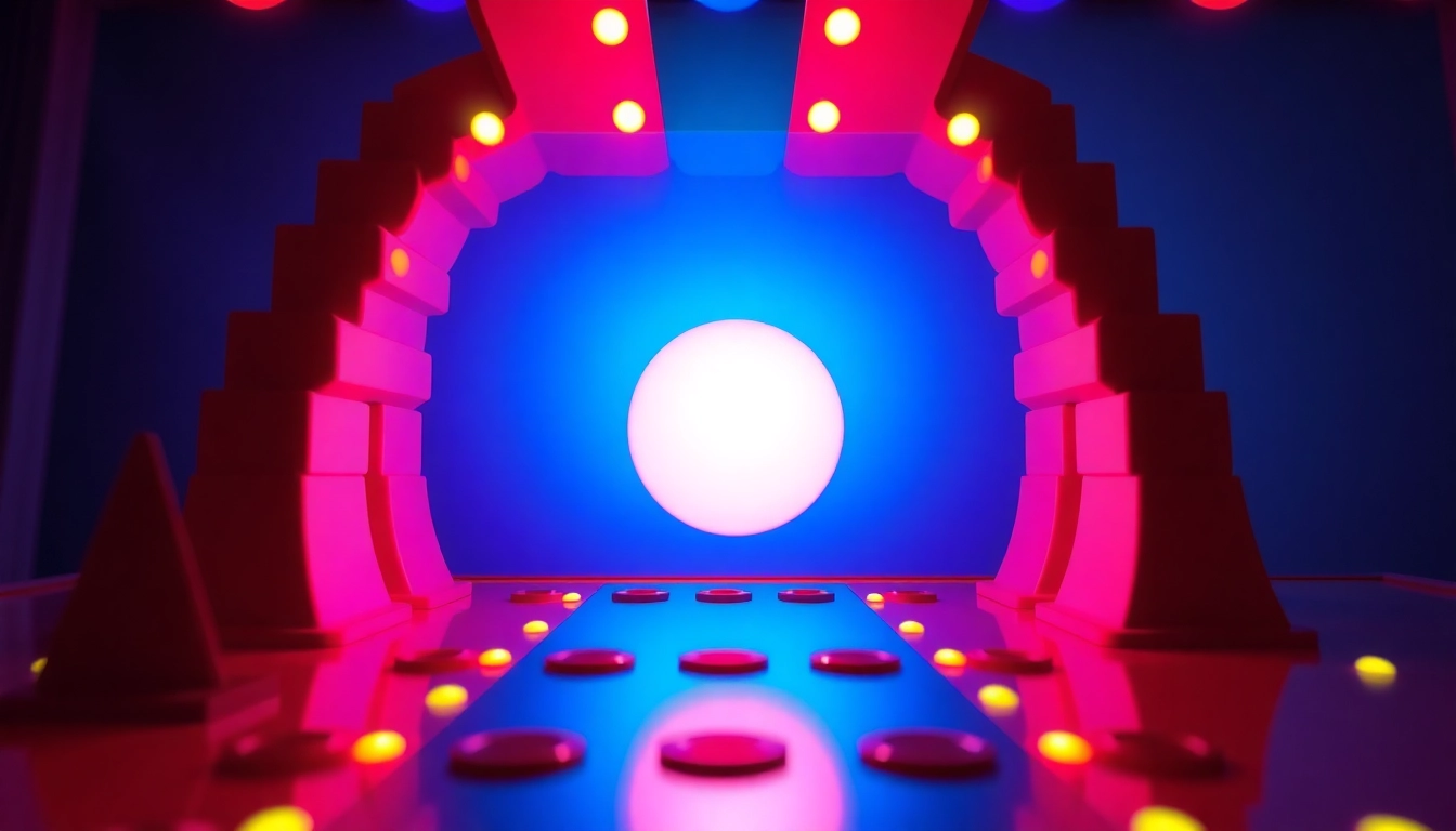 Plinko-Spielszene mit einer bunten Kugel, die durch eine Stiftpyramide fällt.