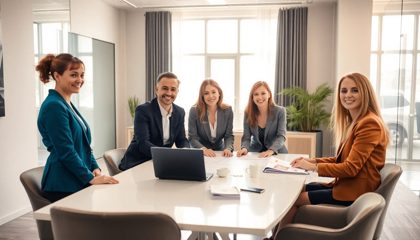 Professionelle Berater in einer modernen Headhunter Agentur arbeiten gemeinsam an Strategien.