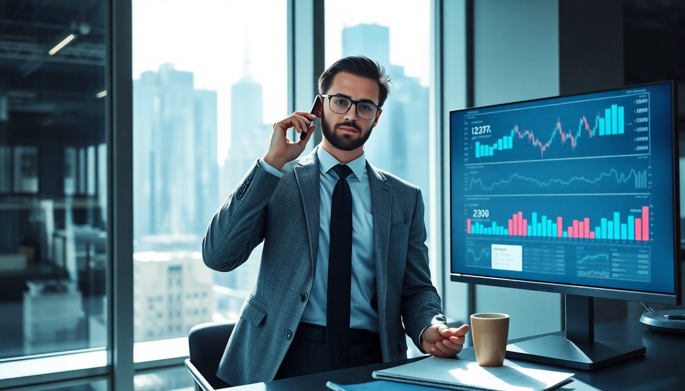 Headhunter Finance engaged in a dynamic office conversation with charts and tech.