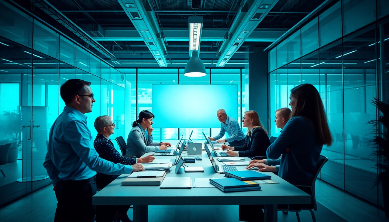 Engage in a discussion about Personalvermittlung in a modern office with diverse professionals.