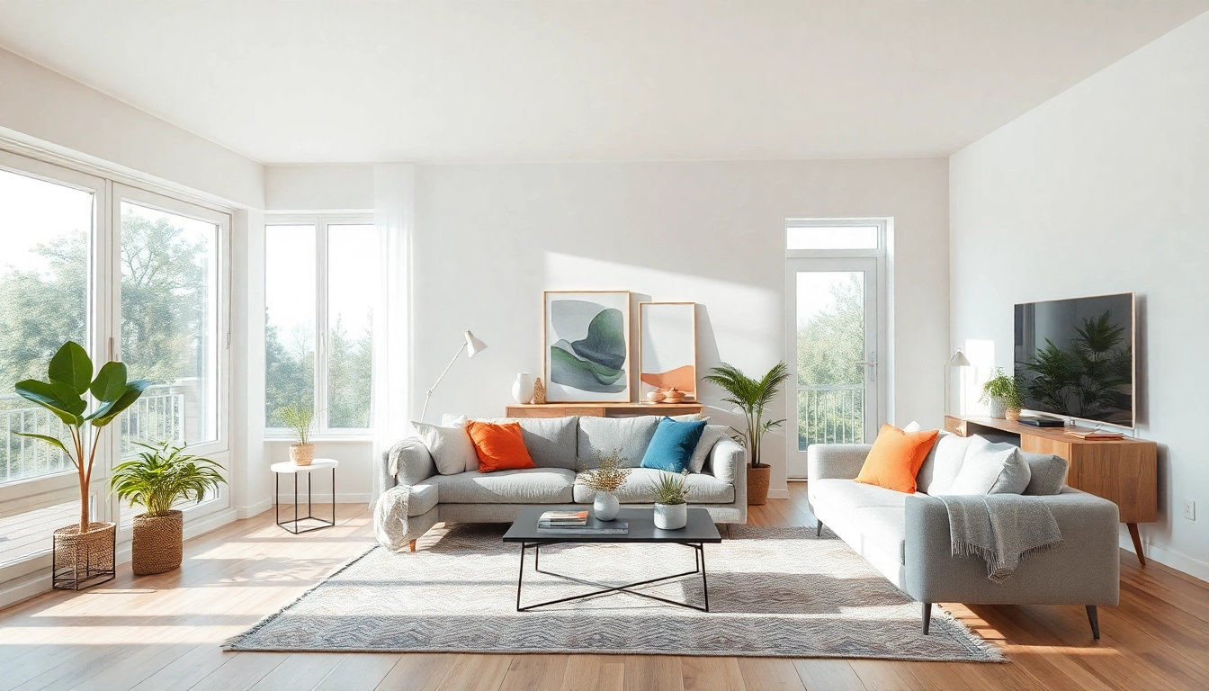 Inspirierende Raumgestaltung mit warmem Licht, modernen Möbeln und pastellfarbenen Akzenten im Wohnraum.