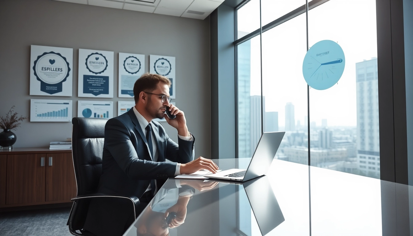 Headhunter Geschäftsführer am Tisch, analysiert Bewerberdaten.